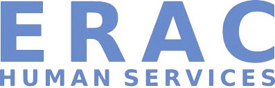 Logo ERAC Human Services en bleu.